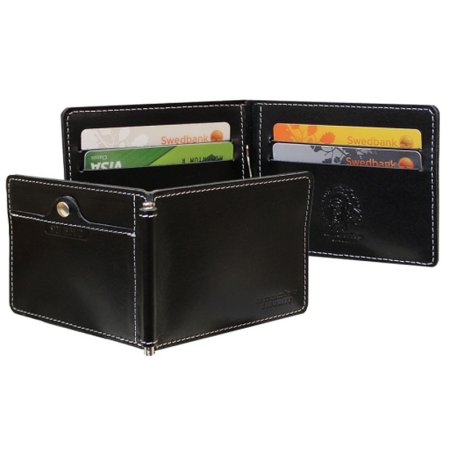 Зажим для денег из натуральной кожи ОК-S/черный STOP RFID. Интернет магазин Гранд Багаж