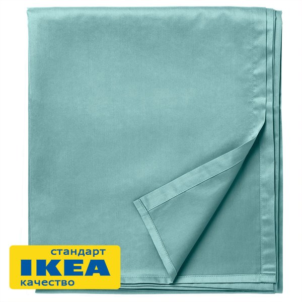 Простыня прямая НАТЕСМИО (ИКЕА НАТТЭСМИН) 150x260, серо-бирюзовый, сатин, лиоцелл KL-62358956