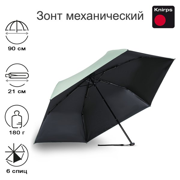 Зонт Knirps механический US.050 Ultra Light Slim Manual WASABI UV COATING AND HEATSHIELD 95 0050 86832