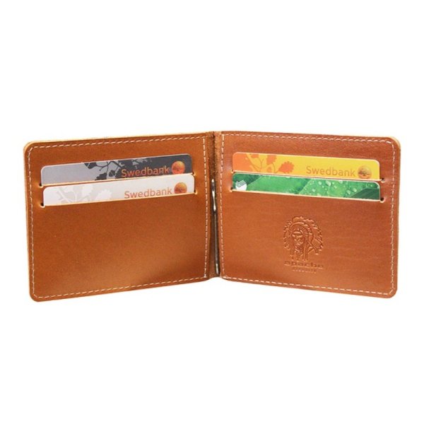 Зажим для денег мужской из натуральной кожи ОК-S/рыжий STOP RFID. Интернет магазин Гранд Багаж