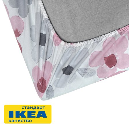 Простыня на резинке ЛАПНИР (ИКЕА ЛАПНИКЛАР) 160х200, разноцветный, поплин KL-00357166. Интернет магазин Гранд Багаж 