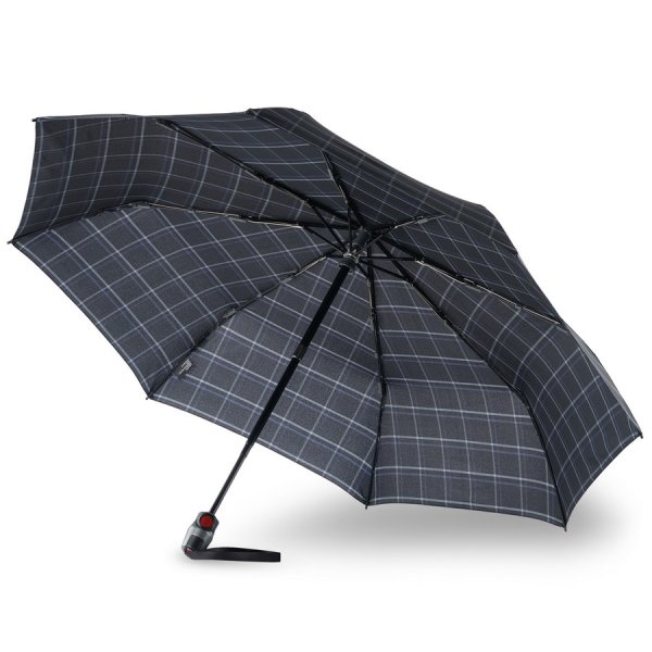 Зонт Knirps автомат T.200 Medium Duomatic CHECK BLACK & BLUE 95 3201 5570-uc. Интернет магазин Гранд Багаж 