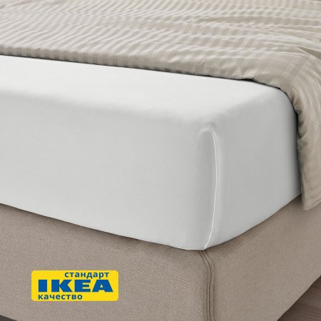 Простыня прямая ПЛАТАН (ИКЕА ПЛАТТМАЛ) 240x260, белый, сатин, лиоцелл KL-50102007. Интернет магазин Гранд Багаж 