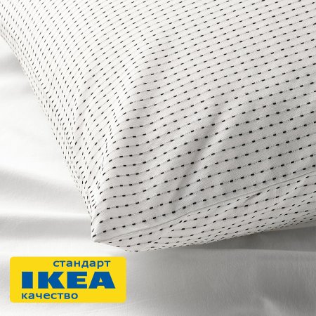 Наволочка ТАВЕЛА (ИКЕА TÅGVECKLARE) 50x70, белый/темно-серый, поплин KL-20544265. Интернет магазин Гранд Багаж 