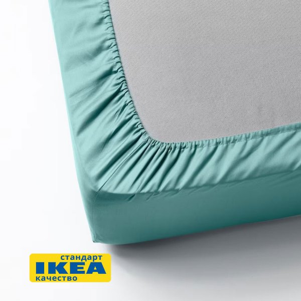 Простыня на резинке 160х200, серо-бирюзовая ViGrand НАТЕСМИО, аналог IKEA НАТТЭСМИН