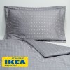 Пододеяльник 2-сп., 2 наволочки с ушками КРАСУЛЯ (ИКЕА КРАССУЛА) 200x200/50x70, серый, сатин, лиоцелл KL-77719921. Интернет магазин Гранд Багаж 