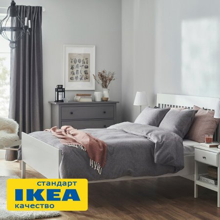 Пододеяльник 2-сп., 2 наволочки ВАКУРОС (ИКЕА ВЕСТКУСТРОС) 200x200/50x70, серо-белый, фланель KL-10500605. Интернет магазин Гранд Багаж 