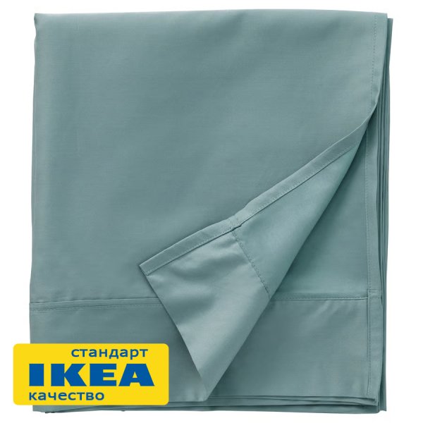 Простыня прямая НАТЕСМИО (ИКЕА NATTJASMIN) 240x260, темно-бирюзовый, сатин KL-77546416