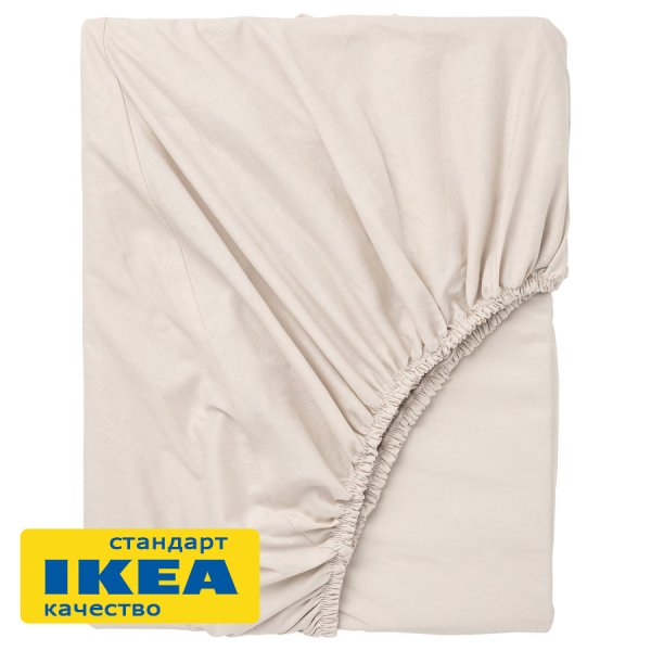 Простыня на резинке ДВАЛИЯ (ИКЕА DVALA) 140x200, светло-бежевый, миткаль KL-50356559 Простыня на резинке ДВАЛИЯ (ИКЕА DVALA) 140x200, светло-бежевый, миткаль KL-50356559