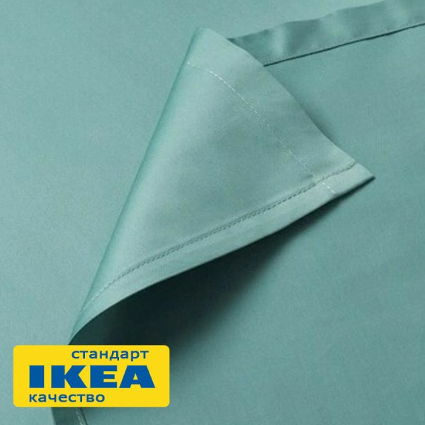 Простыня прямая НАТЕСМИО (ИКЕА НАТТЭСМИН) 150x260, серо-бирюзовый, сатин, лиоцелл KL-62358956. Интернет магазин Гранд Багаж 