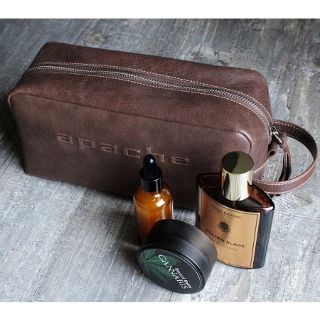 Кожаная дорожная косметичка - несессер Apache Н-1-А коричневого цвета