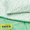 Пододеяльник 2-сп., 2 наволочки БИОНИЯ (ИКЕА BJÖRKGRÅMAL) 200x200/50x70, белый/зеленый горошек KL-77811425. Интернет магазин Гранд Багаж 