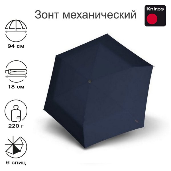 Зонт Knirps механический TS.010 Slim Small Manual NAVY 95 4010 1200