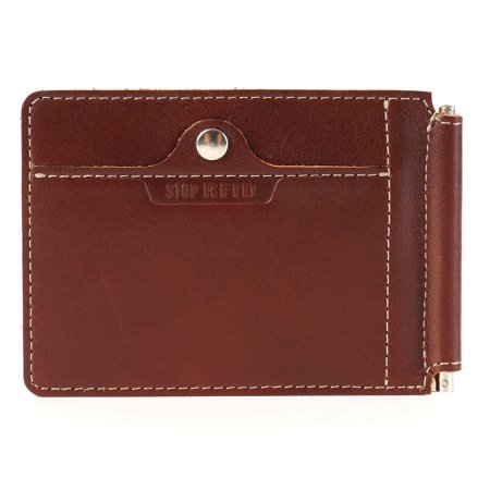 Зажим для денег мужской из натуральной кожи ОК-S/коричневый STOP RFID. Интернет магазин Гранд Багаж