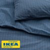 Пододеяльник 2-сп, 2 наволочки ДОРОТЕЯ (ИКЕА DOFTAKLEJA) 200x200/50x70, темно-синий в светло-бежевую полоску/клетку KL-47838946. Интернет магазин Гранд Багаж 