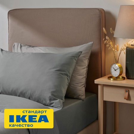 Простыня на резинке УЛЬВИДОРО (ИКЕА УЛЛЬВИДЕ) 90x200, серый, поплин KL-40335548. Интернет магазин Гранд Багаж 