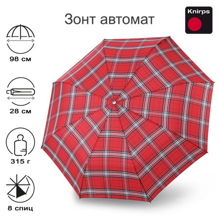 Зонт Knirps автомат T.200 Medium Duomatic CHECK RED AND NAVY 95 3201 5191