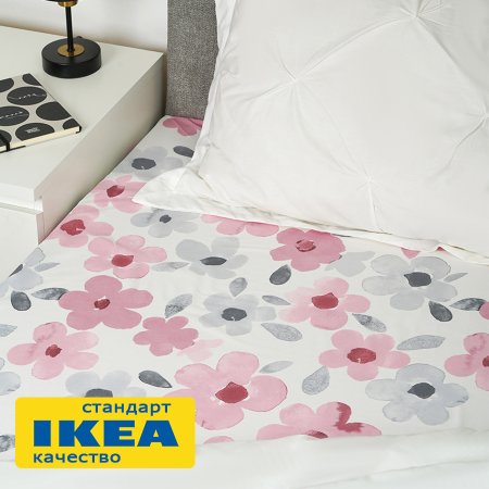 Простыня на резинке ЛАПНИР (ИКЕА ЛАПНИКЛАР) 160х200, разноцветный, поплин KL-00357166. Интернет магазин Гранд Багаж 