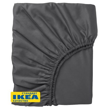 Простыня на резинке 180х200 сатин, темно-серая ViGrand НАТЕСМИО, аналог IKEA НАТТЭСМИН