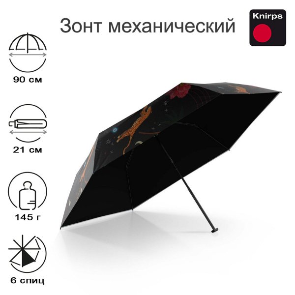 Зонт Knirps механический US.050 Ultra Light Slim Manual GUARDIAN BLACK WITH HEATSHIELD 95 0050 88752